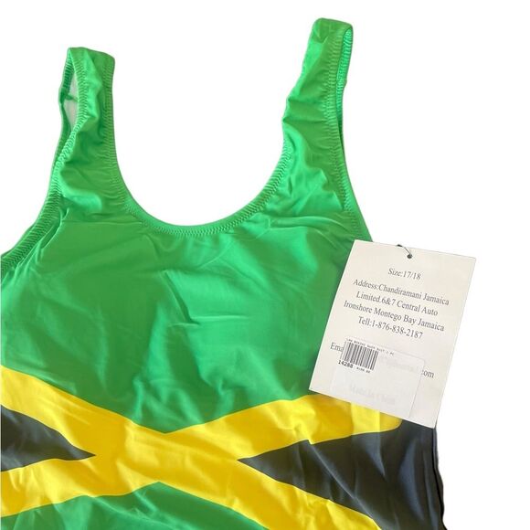 Jamaican Flag One Piece Bathing Suit Swim Suit With Pads Womens Size 17/18 NWT - Picture 6 of 10